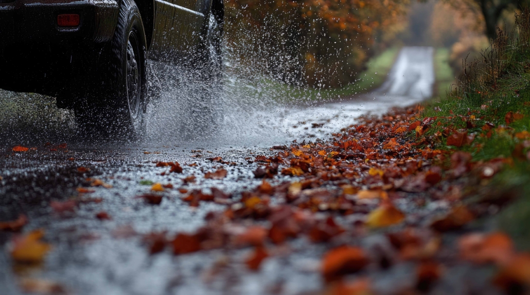 Les feuilles mouillées rendent les routes glissantes et peuvent constituer un danger pour les usagers de la route.